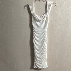 Elegant White Draped Dress